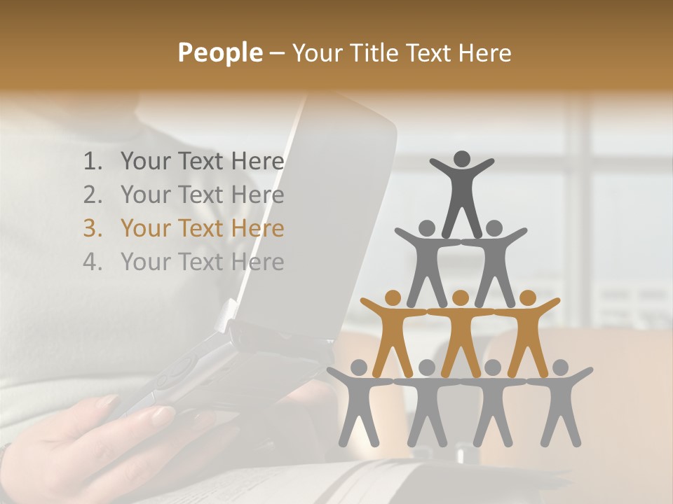 Woman Using Palmtop In Departure Lounge PowerPoint Template