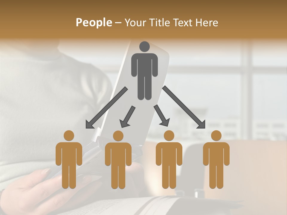 Woman Using Palmtop In Departure Lounge PowerPoint Template