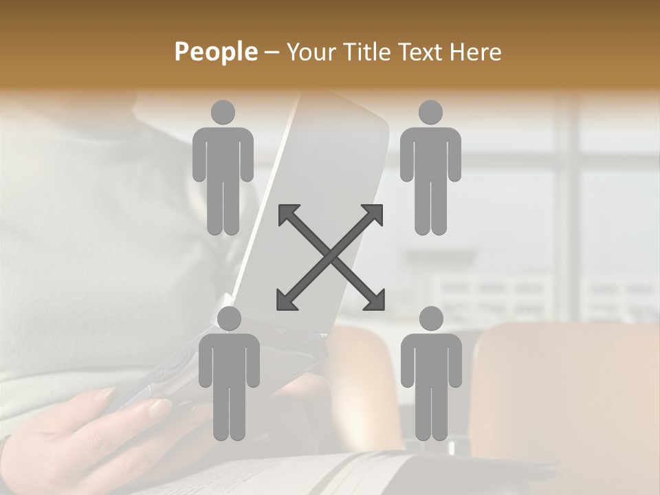 Woman Using Palmtop In Departure Lounge PowerPoint Template