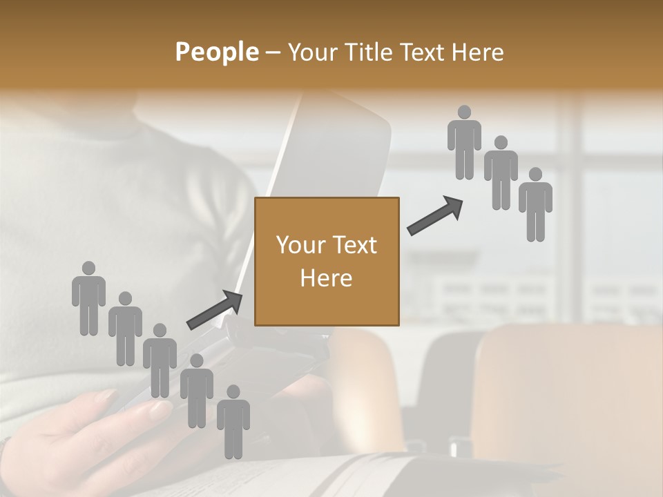 Woman Using Palmtop In Departure Lounge PowerPoint Template