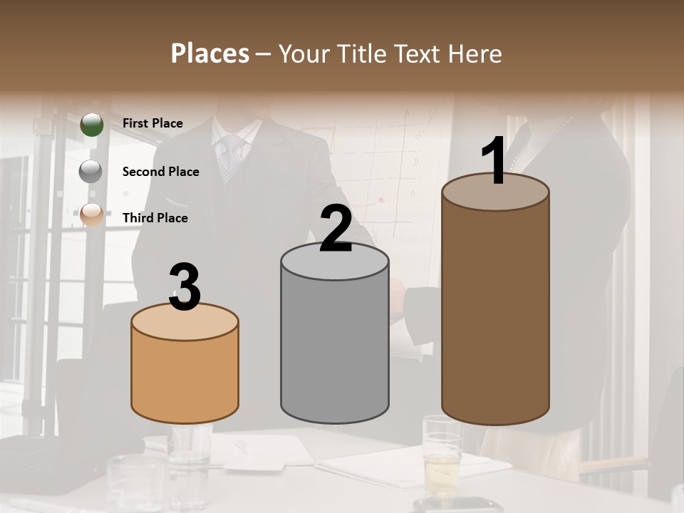 Businessman And Businesswoman Shaking Hands PowerPoint Template