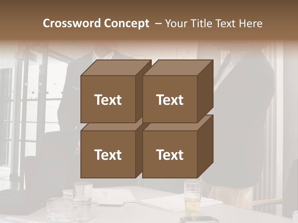 Businessman And Businesswoman Shaking Hands PowerPoint Template