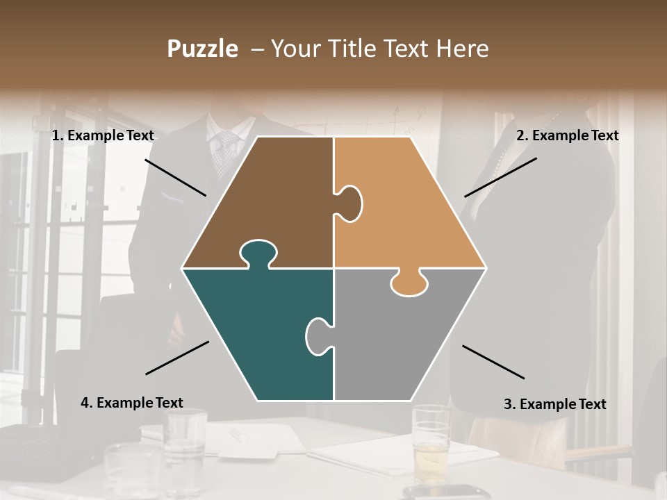 Businessman And Businesswoman Shaking Hands PowerPoint Template