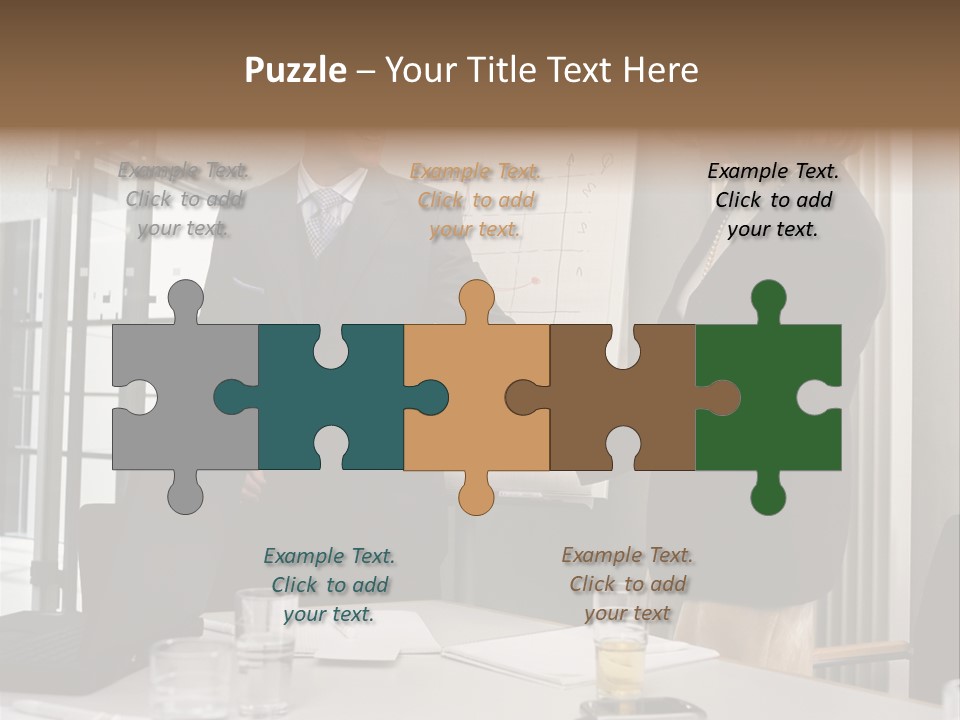 Businessman And Businesswoman Shaking Hands PowerPoint Template