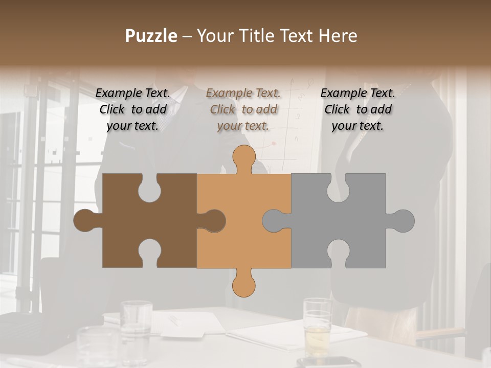 Businessman And Businesswoman Shaking Hands PowerPoint Template