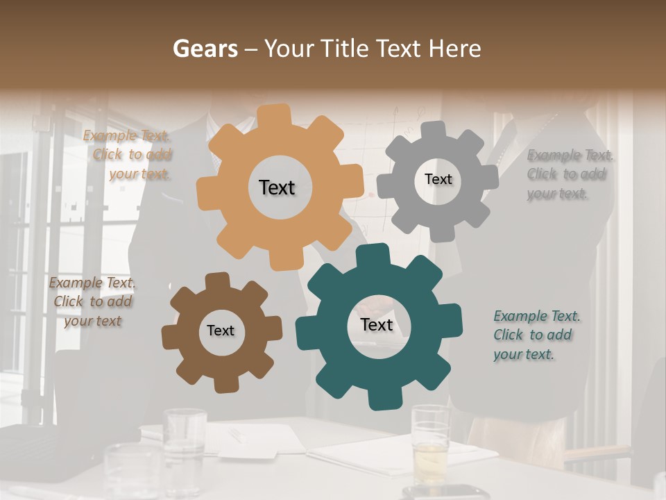 Businessman And Businesswoman Shaking Hands PowerPoint Template