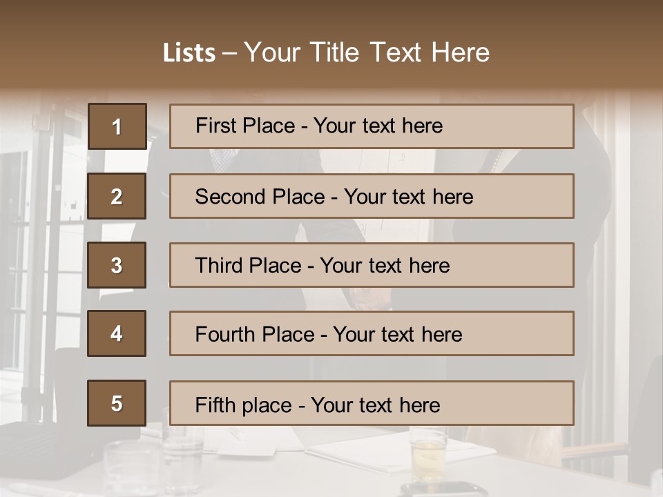 Businessman And Businesswoman Shaking Hands PowerPoint Template