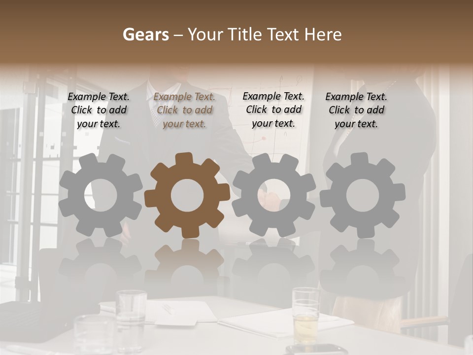 Businessman And Businesswoman Shaking Hands PowerPoint Template