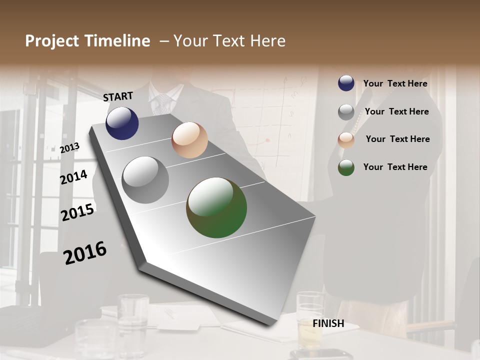 Businessman And Businesswoman Shaking Hands PowerPoint Template
