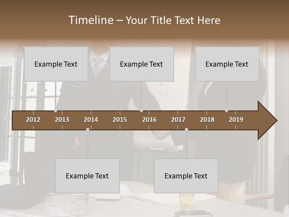 Businessman And Businesswoman Shaking Hands PowerPoint Template