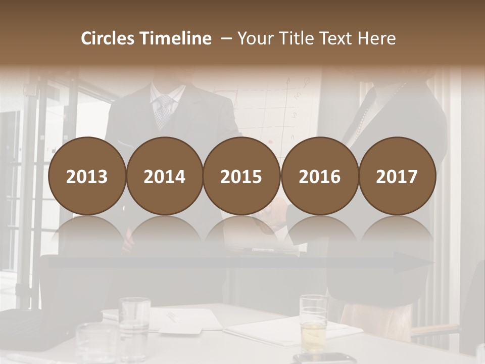 Businessman And Businesswoman Shaking Hands PowerPoint Template