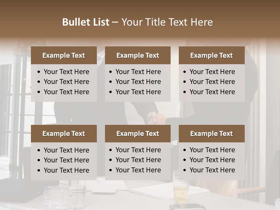 Businessman And Businesswoman Shaking Hands PowerPoint Template