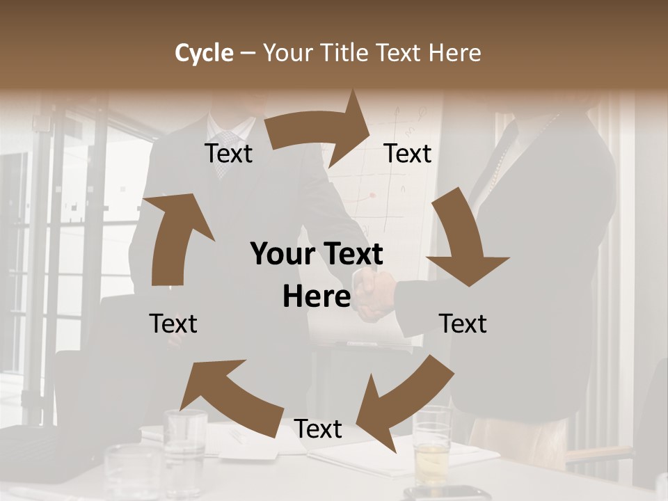 Businessman And Businesswoman Shaking Hands PowerPoint Template