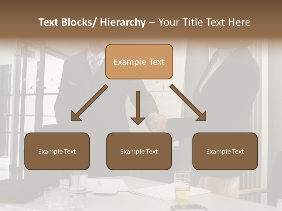 Businessman And Businesswoman Shaking Hands PowerPoint Template
