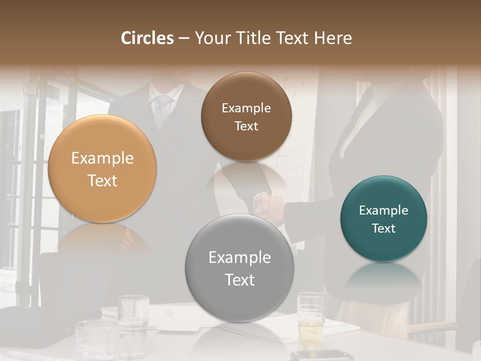 Businessman And Businesswoman Shaking Hands PowerPoint Template