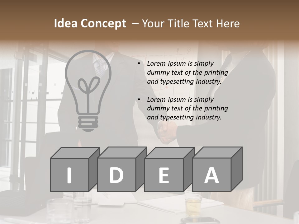 Businessman And Businesswoman Shaking Hands PowerPoint Template