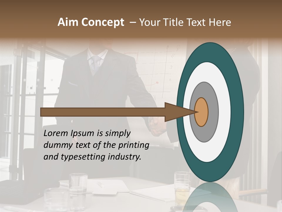 Businessman And Businesswoman Shaking Hands PowerPoint Template