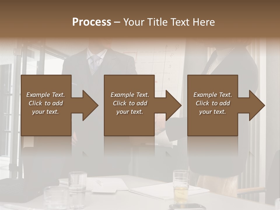 Businessman And Businesswoman Shaking Hands PowerPoint Template