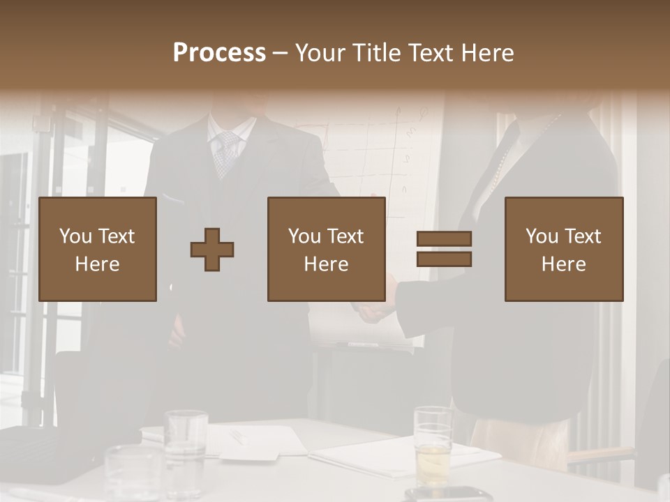 Businessman And Businesswoman Shaking Hands PowerPoint Template