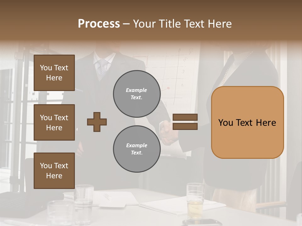 Businessman And Businesswoman Shaking Hands PowerPoint Template