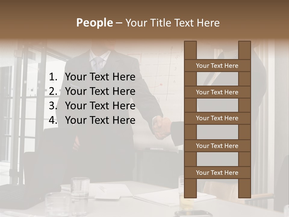 Businessman And Businesswoman Shaking Hands PowerPoint Template