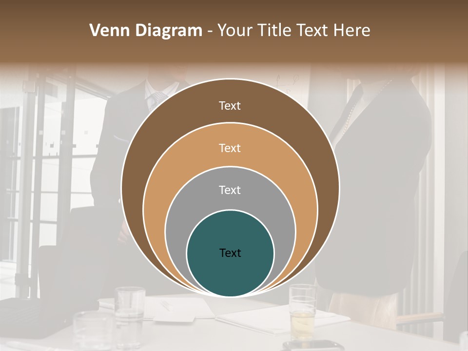 Businessman And Businesswoman Shaking Hands PowerPoint Template