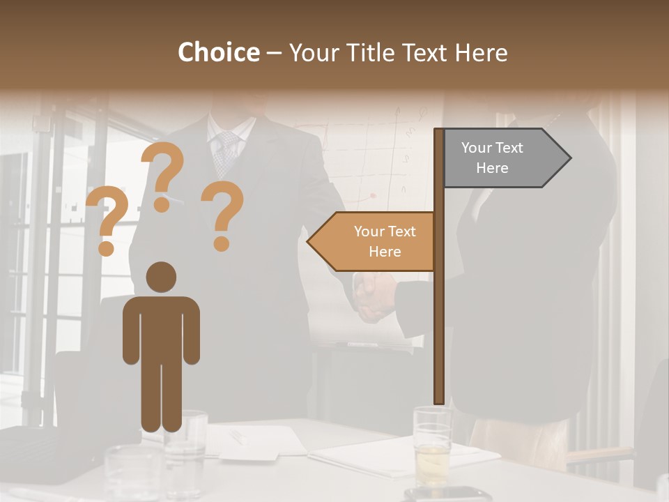 Businessman And Businesswoman Shaking Hands PowerPoint Template