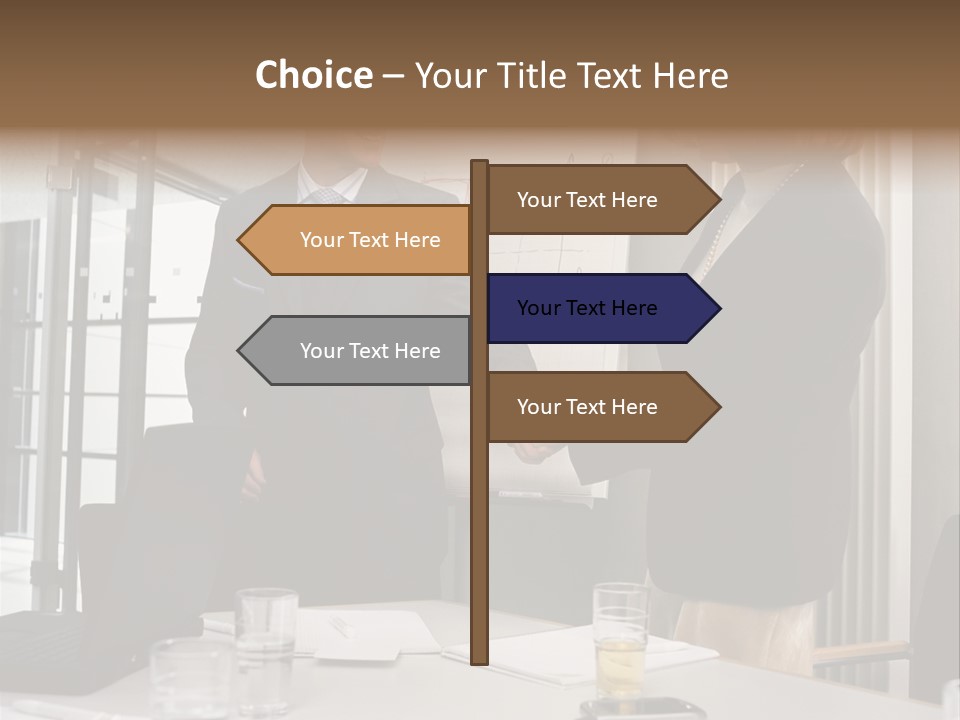Businessman And Businesswoman Shaking Hands PowerPoint Template