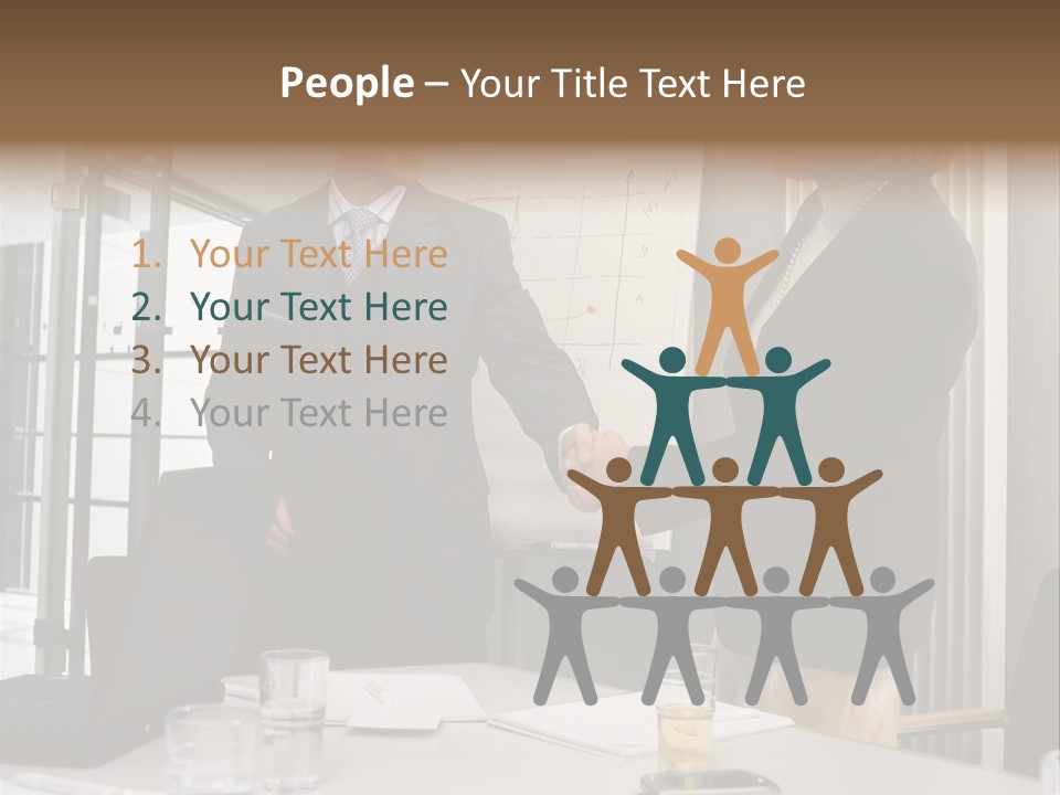 Businessman And Businesswoman Shaking Hands PowerPoint Template