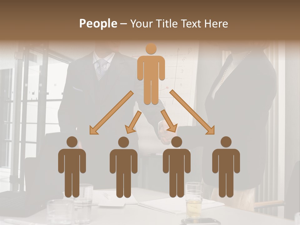 Businessman And Businesswoman Shaking Hands PowerPoint Template