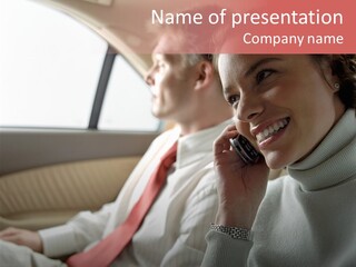 Business People In A Taxi PowerPoint Template