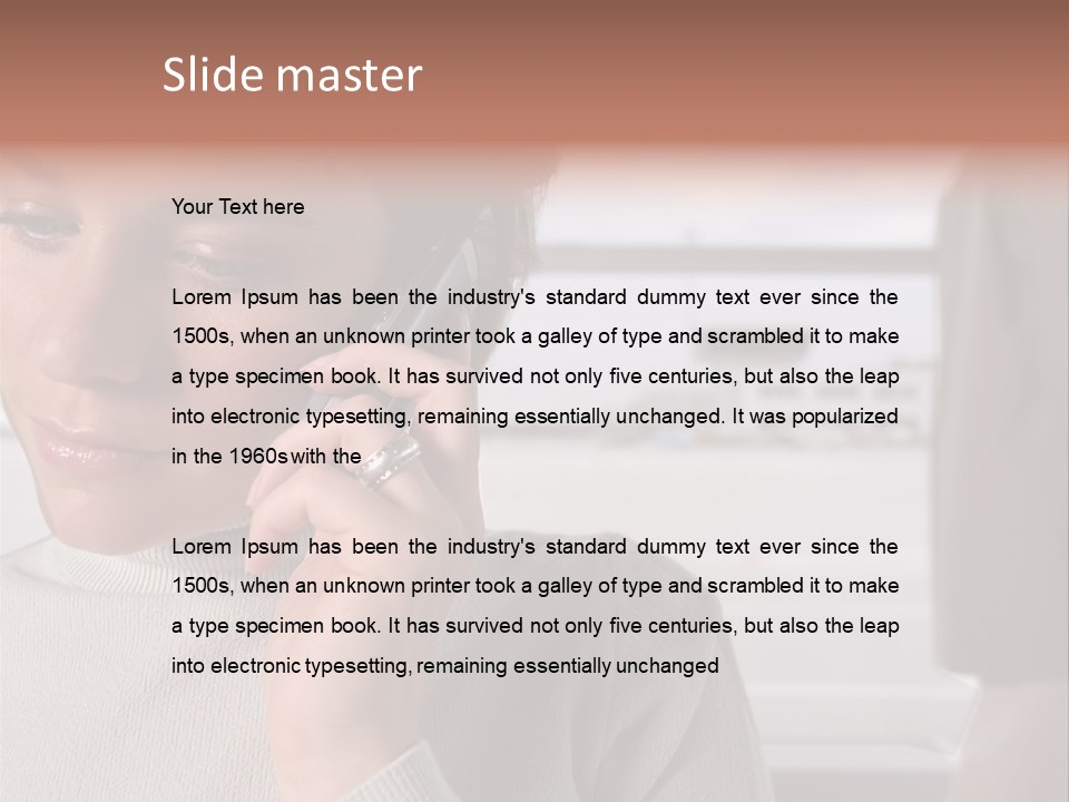 Woman Using Mobile Phone In Departure Lounge PowerPoint Template