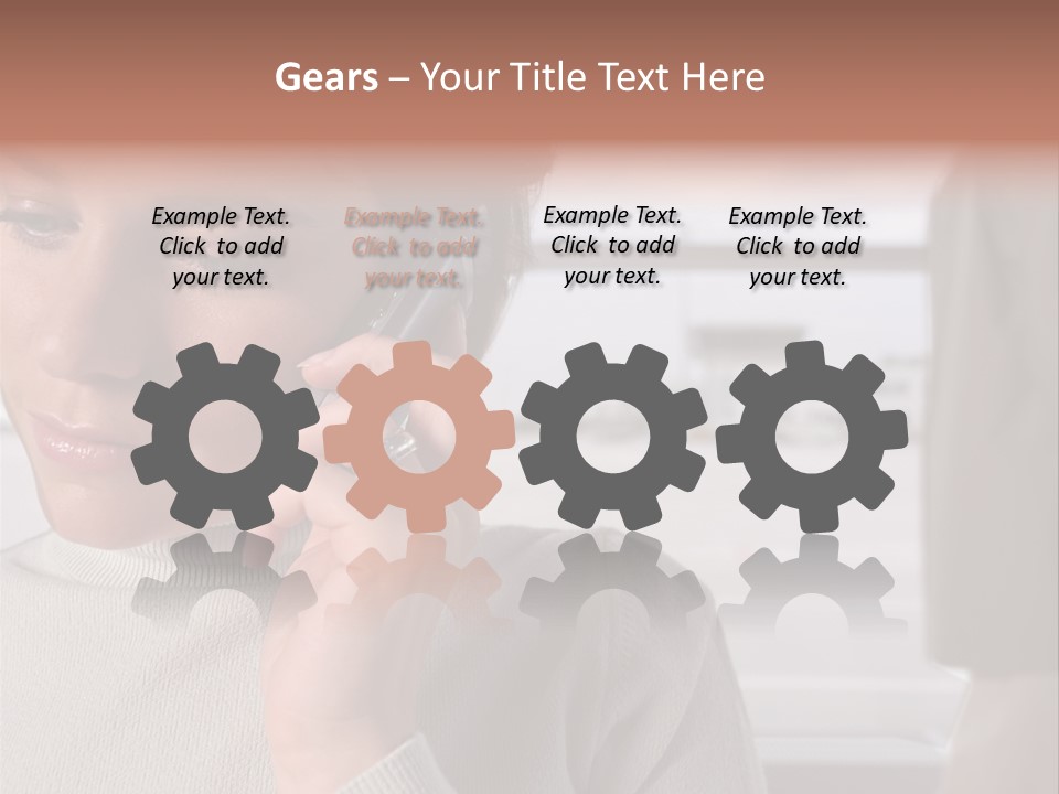 Woman Using Mobile Phone In Departure Lounge PowerPoint Template