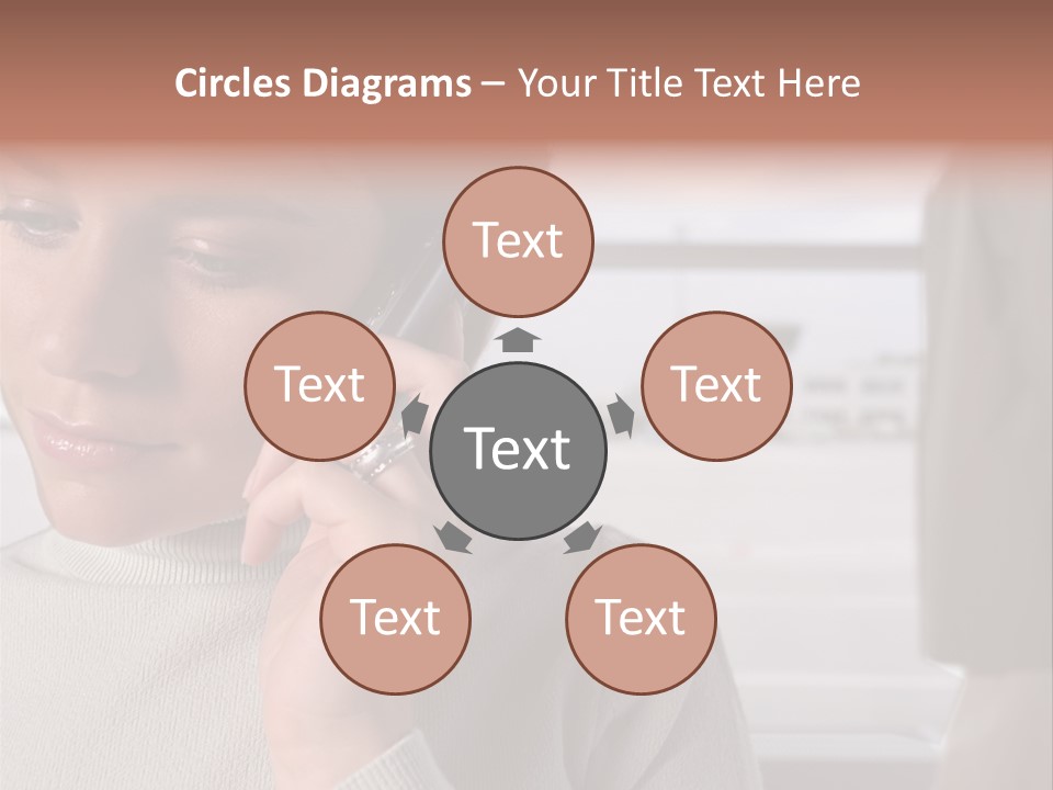 Woman Using Mobile Phone In Departure Lounge PowerPoint Template