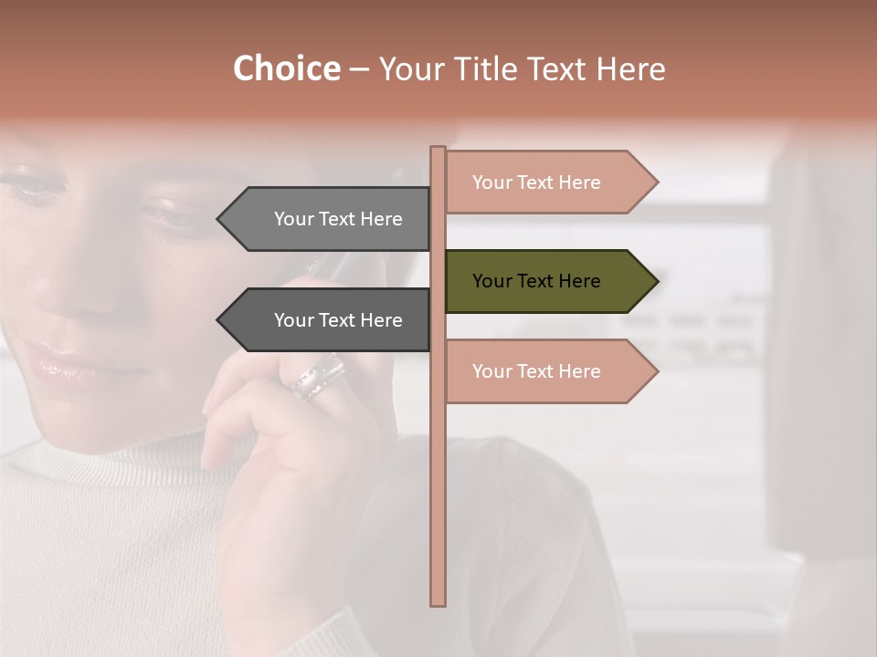 Woman Using Mobile Phone In Departure Lounge PowerPoint Template