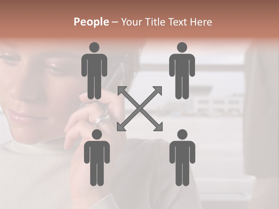 Woman Using Mobile Phone In Departure Lounge PowerPoint Template