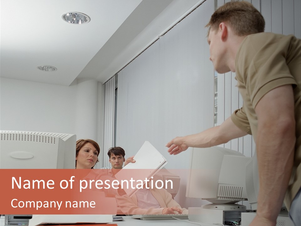 Document Sitting Picture PowerPoint Template