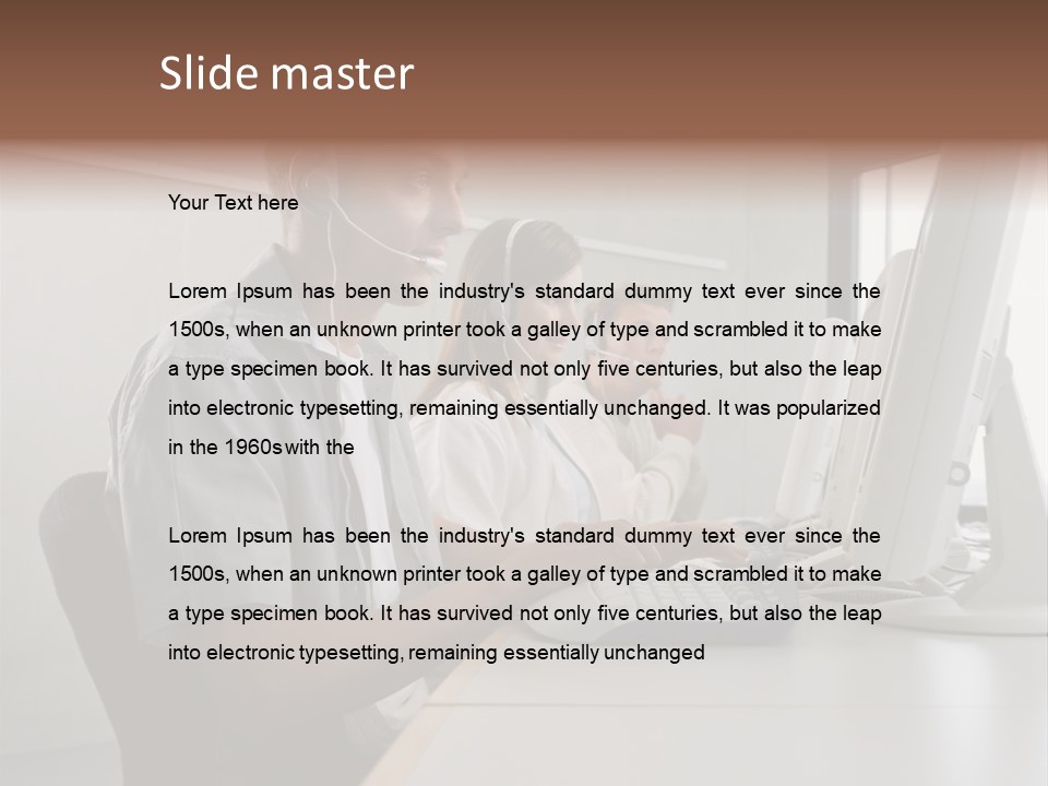 Desk Wallmurals Computer PowerPoint Template