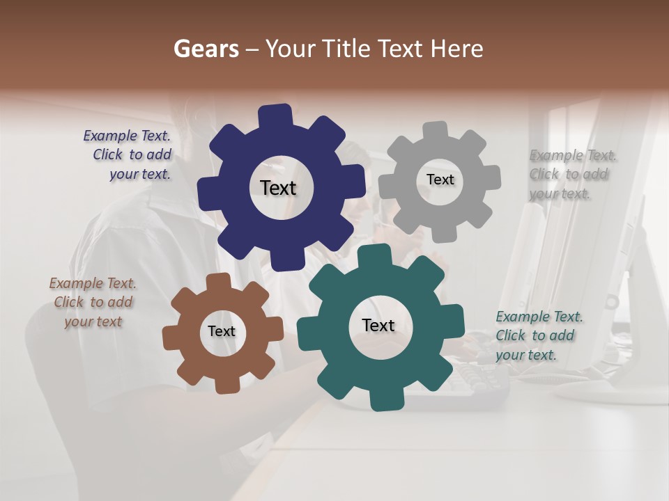 Desk Wallmurals Computer PowerPoint Template