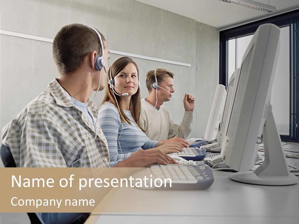 Computer Youngman Images PowerPoint Template