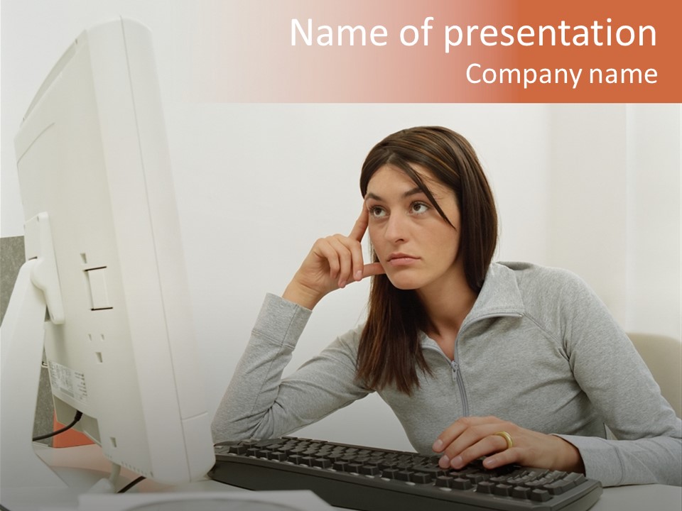 Woman Officeinterior Business PowerPoint Template