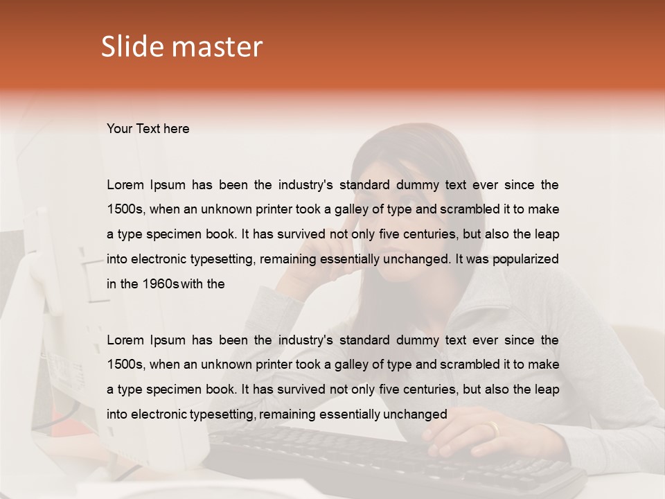 Woman Officeinterior Business PowerPoint Template