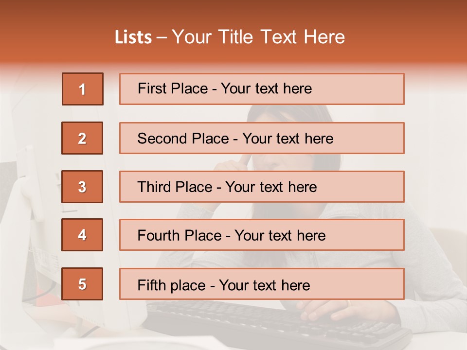 Woman Officeinterior Business PowerPoint Template