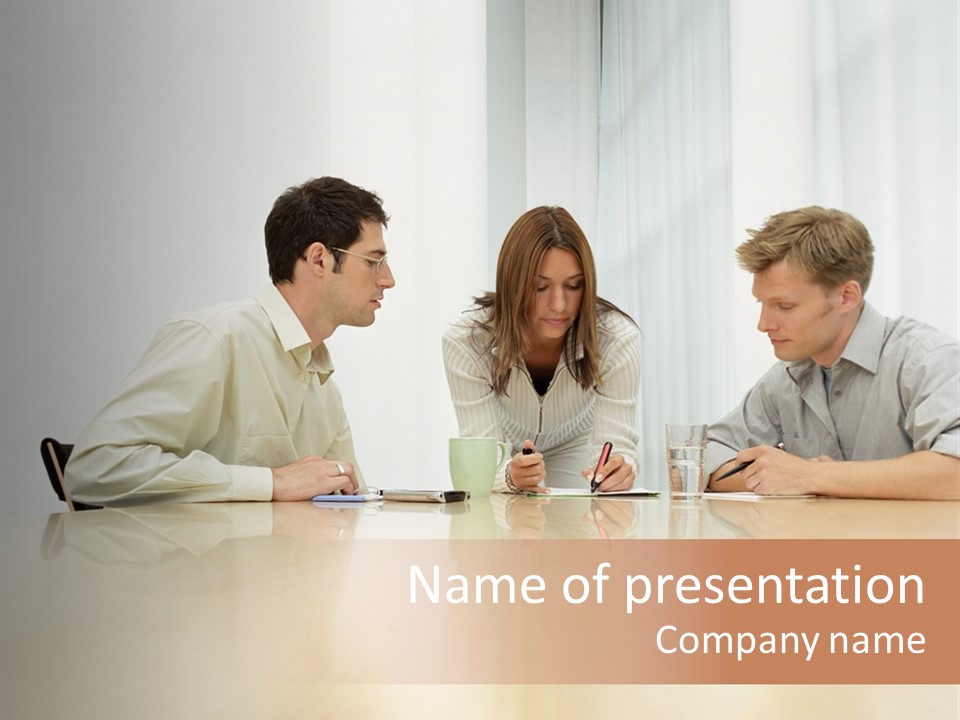 Coffeecup Eyeglasses Male PowerPoint Template