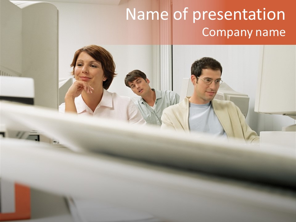 Working Reading Stockphotograph PowerPoint Template