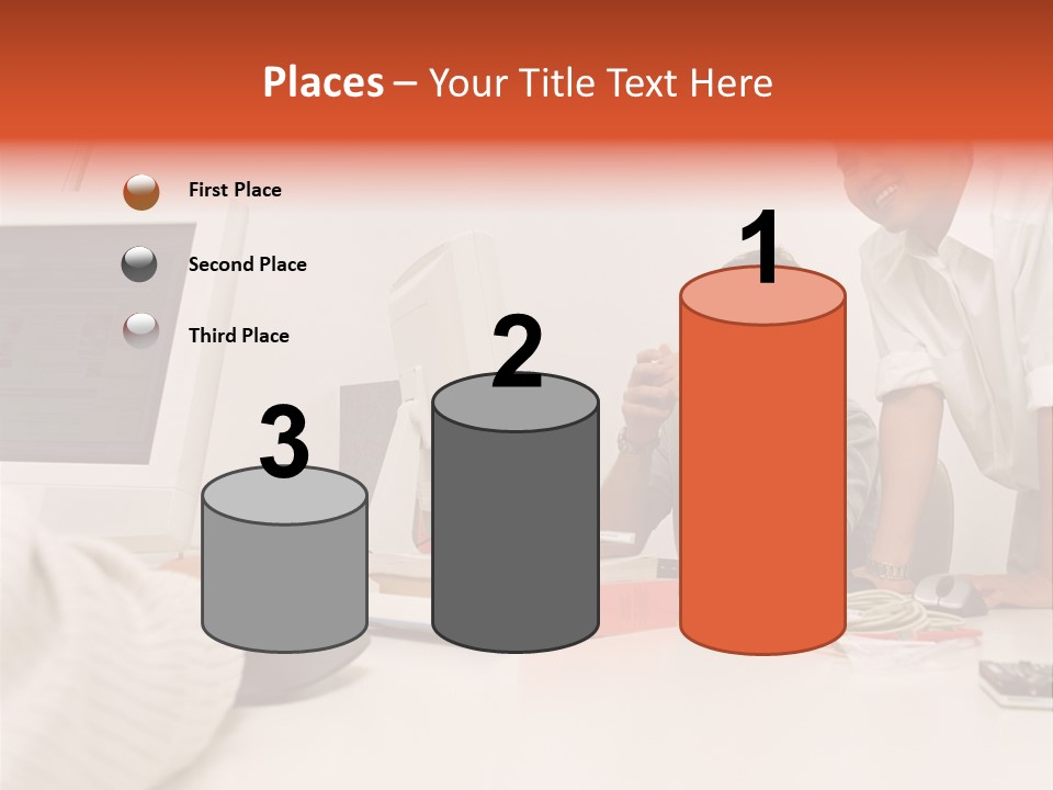 Smiling Colleague Working PowerPoint Template