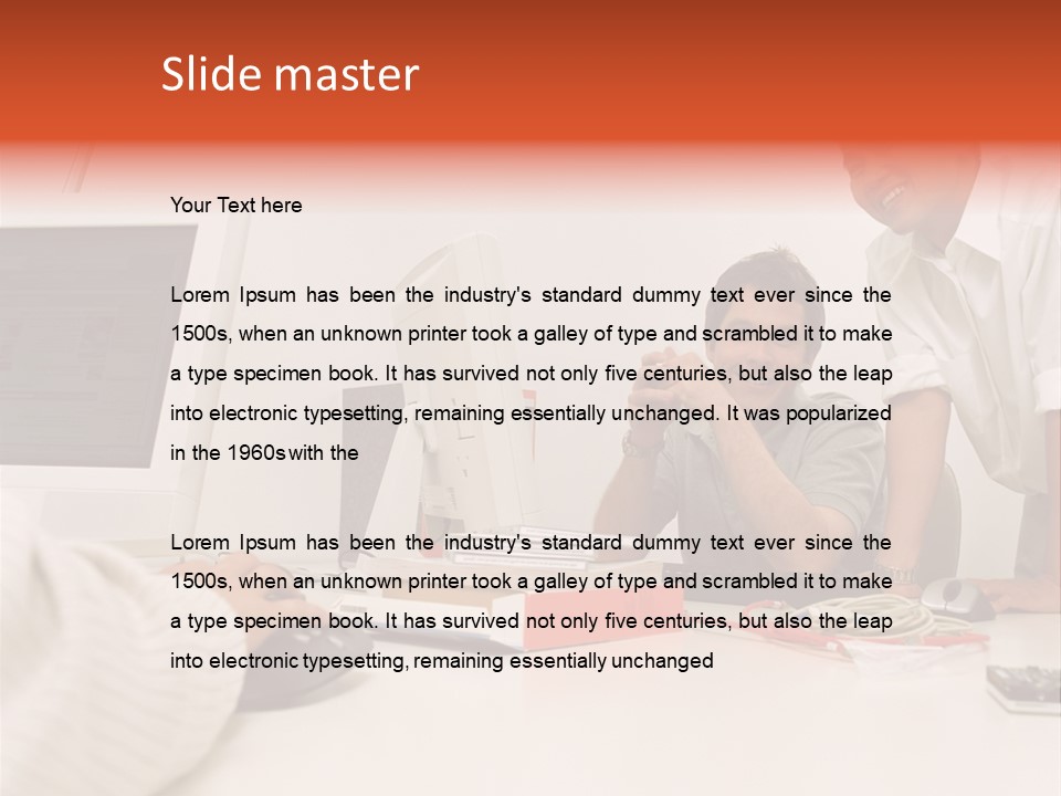 Smiling Colleague Working PowerPoint Template