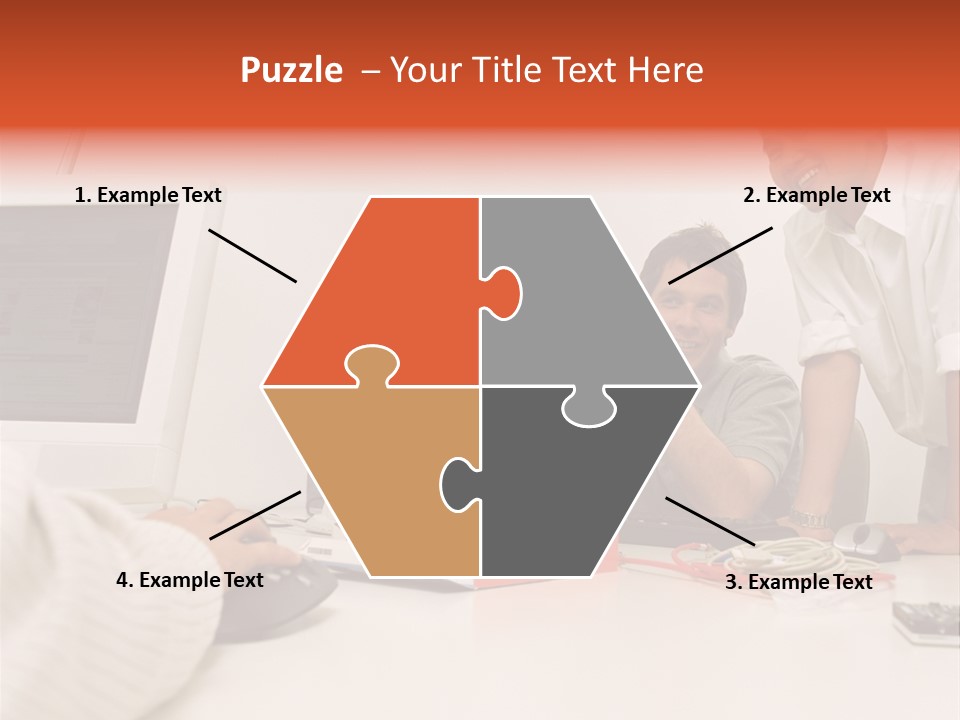 Smiling Colleague Working PowerPoint Template