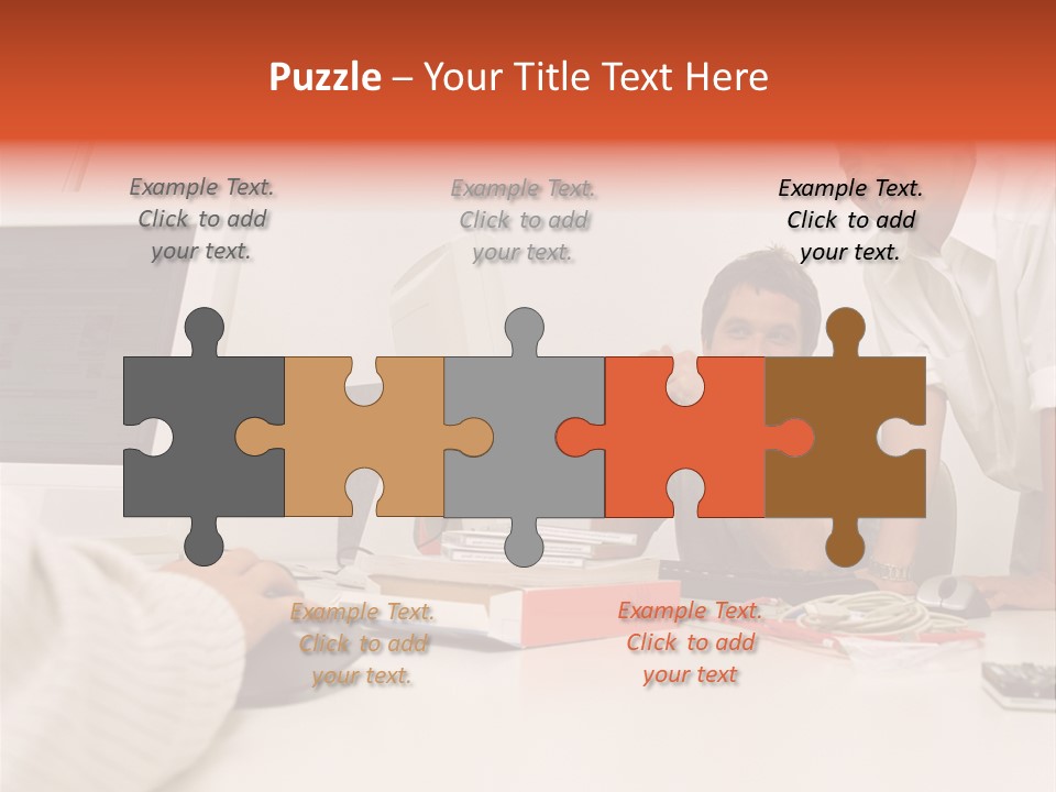 Smiling Colleague Working PowerPoint Template