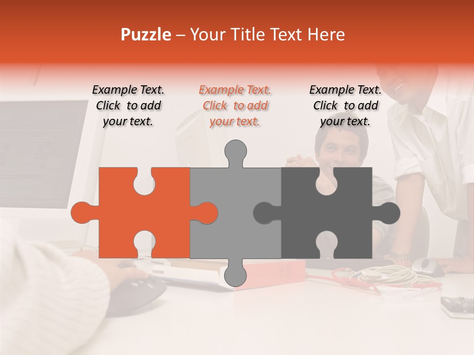 Smiling Colleague Working PowerPoint Template